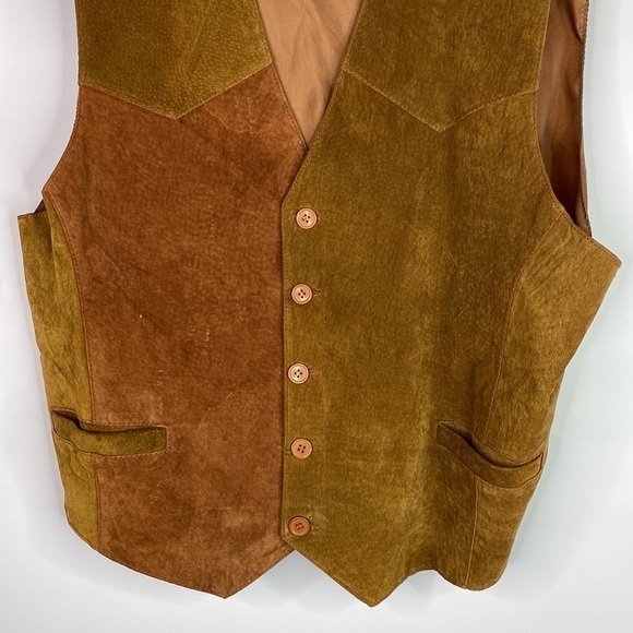 Vintage Sheplers Brown Leather Vest Size XL - Picture 3 of 12